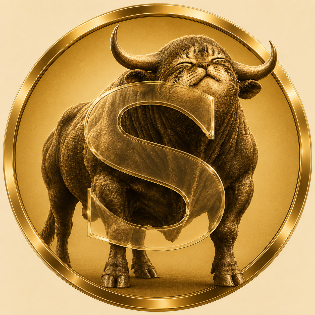 SEMCATE golden coin featuring a bull-cat hybrid